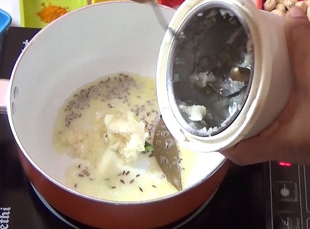 Add ground onion, ginger, garlic