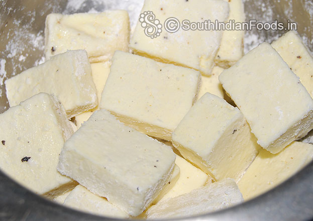 Add paneer, corn flour, salt & pepper powder in a bowl mix well