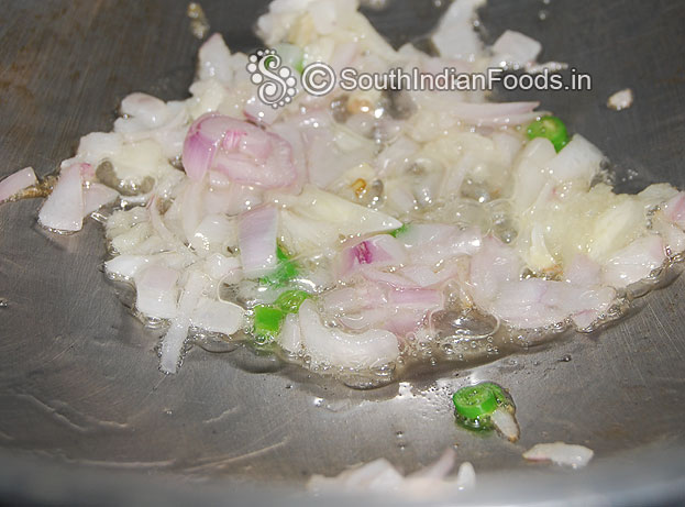 Heat oil in a pan add onion, garlic, & green chilli saute.