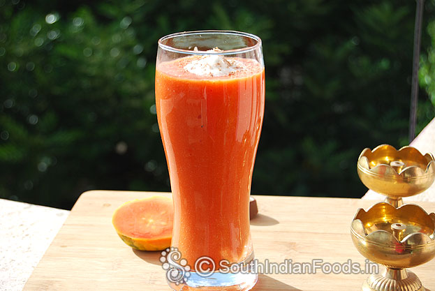 Papaya milkshake ready, serve immediately