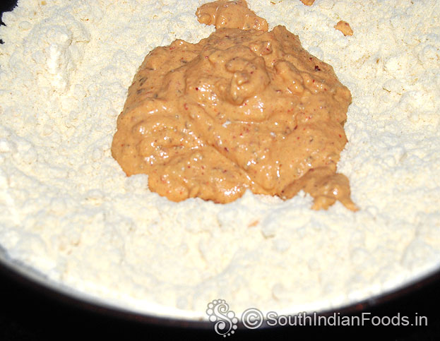 Add ground paste, mix well, make soft dough