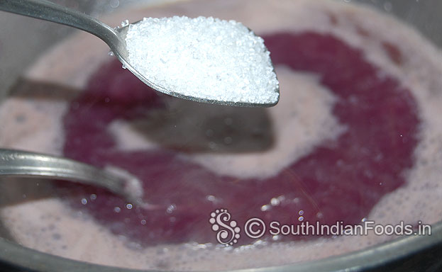 When boiling, Add 1/4 cup of sugar, mix well in medium flame