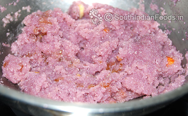 Perfectly textured Pomegranate rava kesari-After 3 min