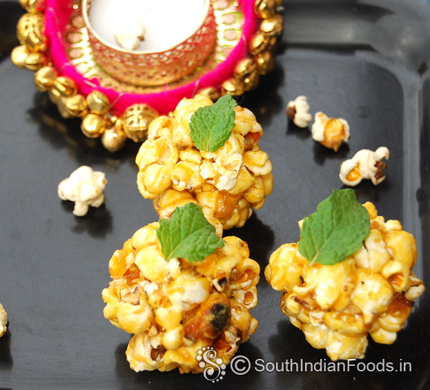 Popcorn balls with jaggery