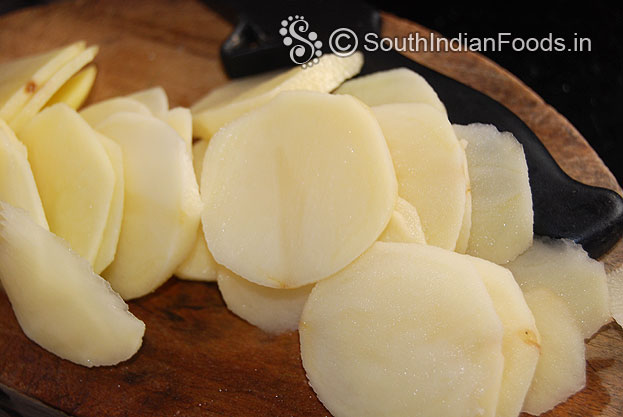 Peel off the potato skin, thinly slice