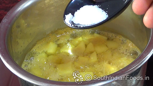 3/4 th cooking, add salt