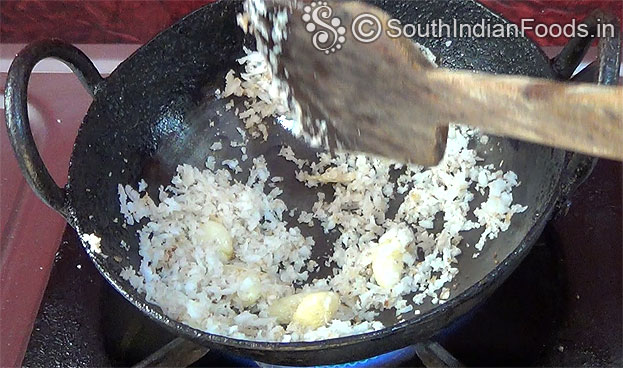 Add coconut , roast till light brown