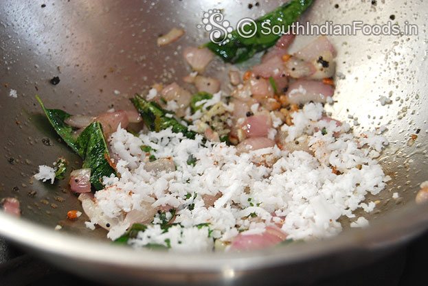 Add grated coconut saute