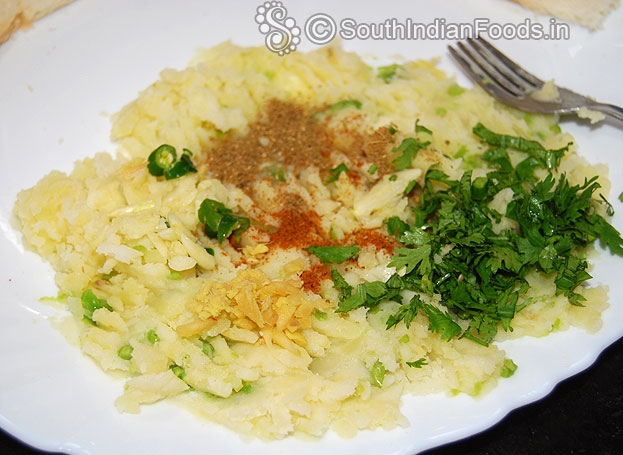 Add green chilli, ginger, garlic, coriander leaves