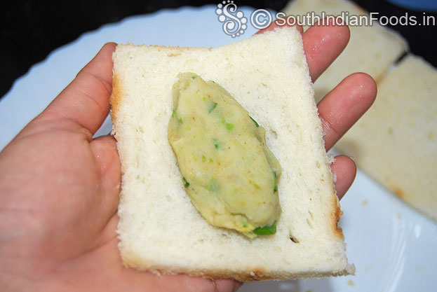Place potato stuffing, fold make cylindrical shape again