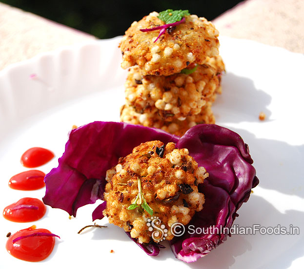 Red cabbage sago vada