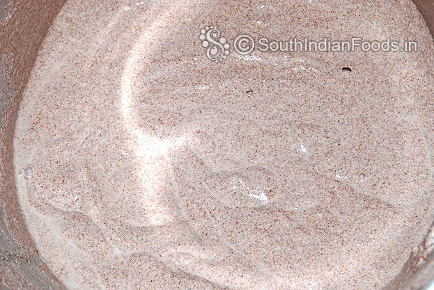 Take a bowl with ragi flour, add water & mix well.