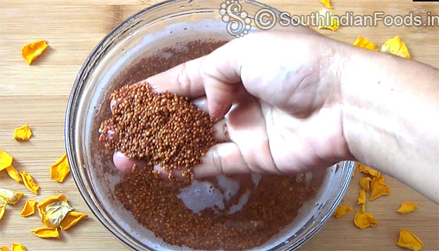 After 8 hours, soaked ragi ready
