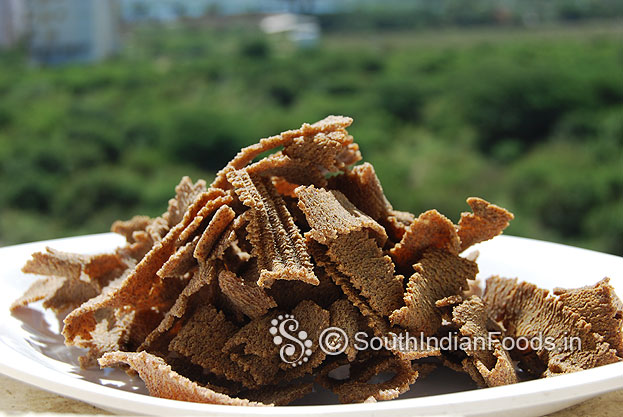 Kezhvaragu ola pakoda is ready. Store in an airtight container
