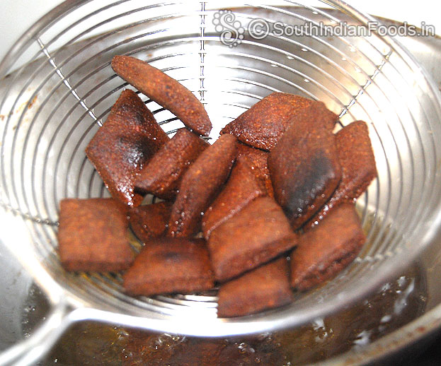 Now ragi diamond cuts are ready remove from oil
