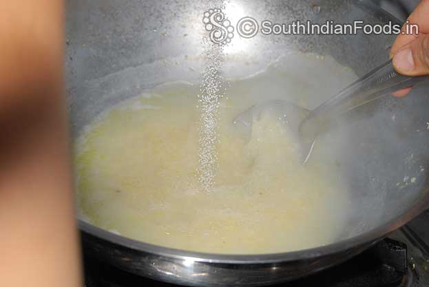 When boiling slowly add rava mix well with out lumps