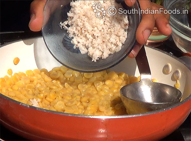 Add grated coconut saute for 2 min