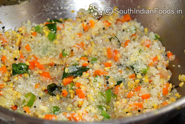 Add soaked sago, salt mix well