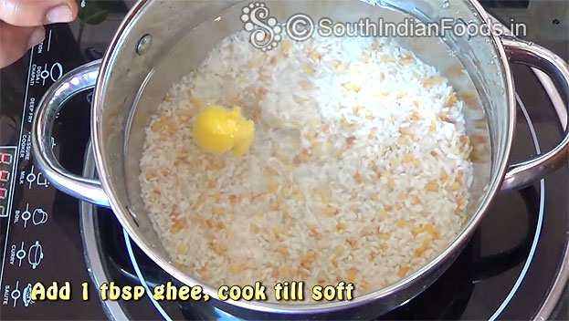 Add water and ghee let it boil till soft