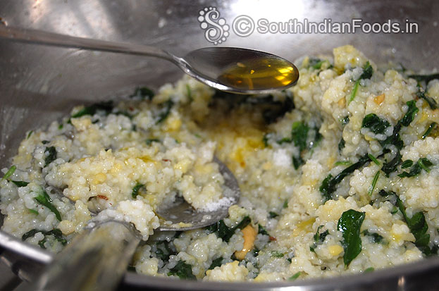 Add ghee to samai keerai pongal