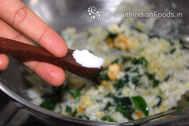 Add salt to samai keerai pongal
