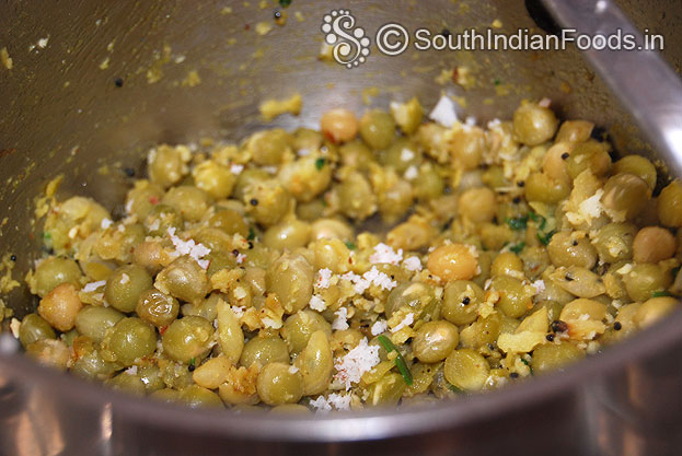Peel off potato skin, cut into cubes, boil with turmeric & red chilli powder