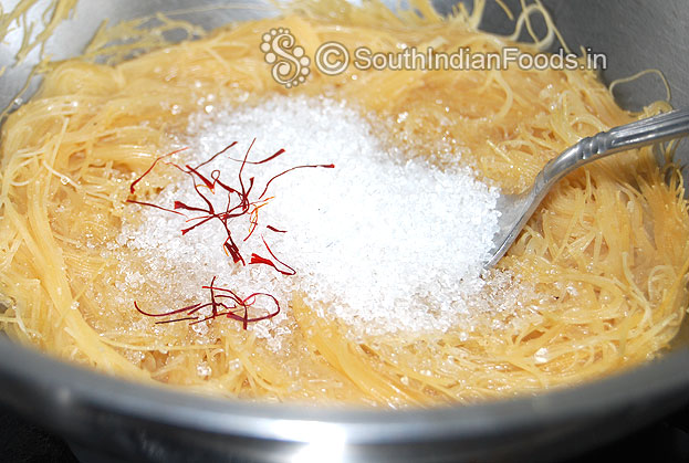 Add sugar saffron