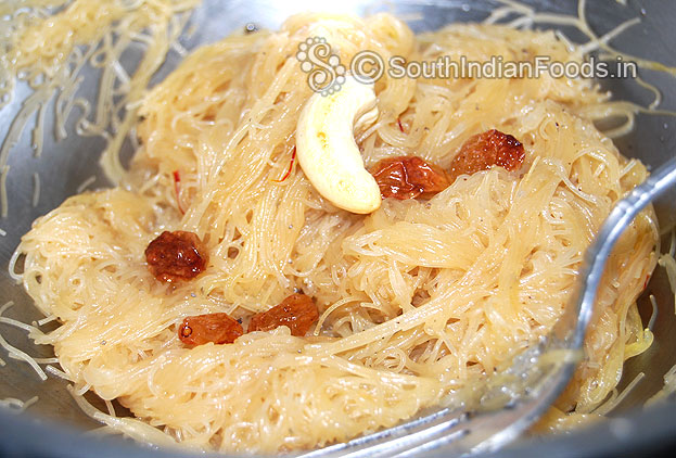 Easy vermicelli semiya kesari bath is ready then cut off heat