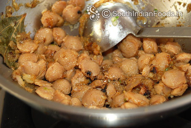 Add boiled soya chunks saute