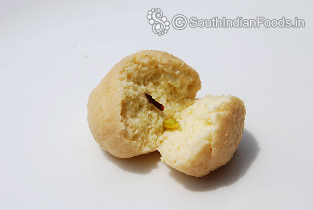 Spongy rasgulla texture inside