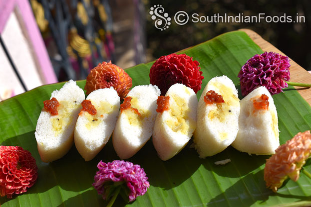 Aloo stuffed idli ready, serve hot with chilli chutney