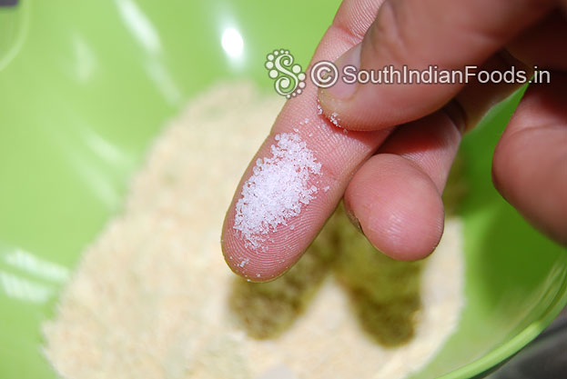 In a bowl add gram flour, salt mix well
