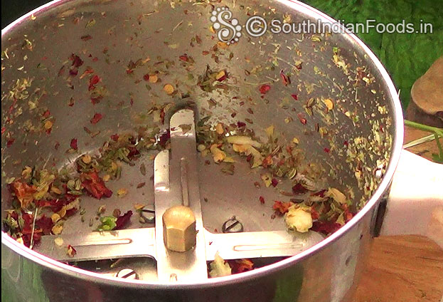Coarsely ground masala mixture is ready