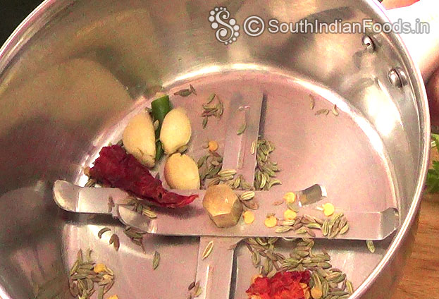 Put spices in a mixer jar & coarsely grind