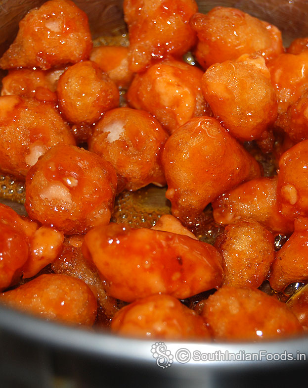 Add fried balls, soak it for 5 min then let it cool