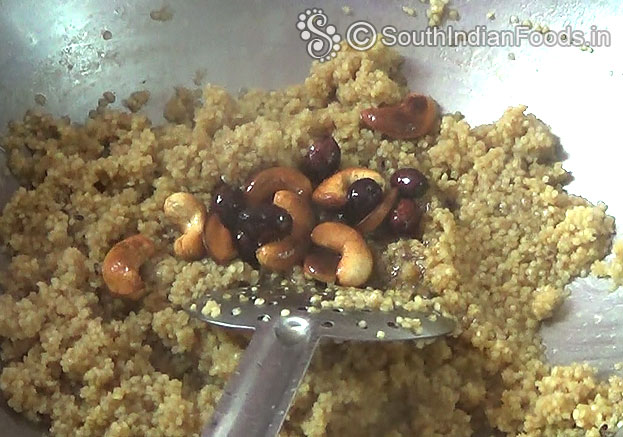 Add ghee roasted cashewnuts & raisins