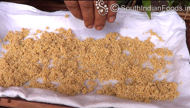 Wash, soak & dryout thinai rice
