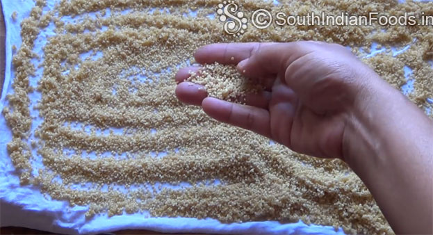 1 hour later, thinai rice ready to grind