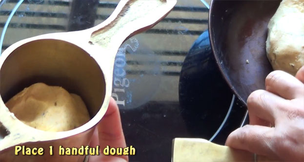 Place 1 handful dough