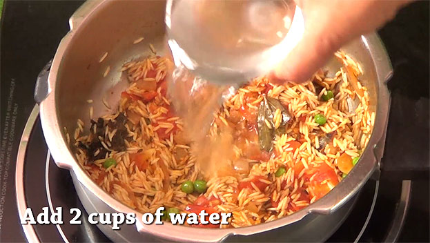 Add water, mix well