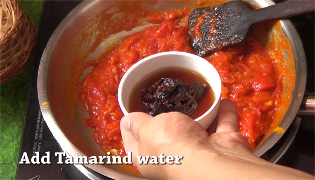 Add tamrind extract, let it cook till it thickens