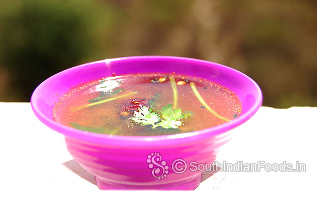 Thakkali puli rasam-Ready to serve-Serve hot with rice
