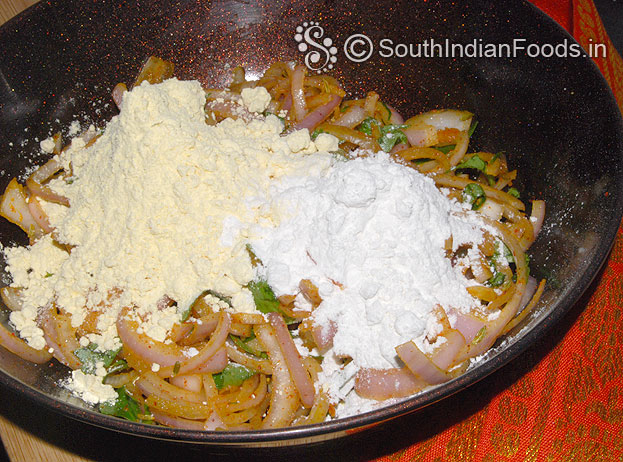 Add gram flour, rice flour