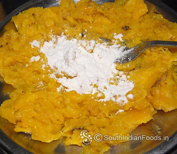 Add rice flour, mix well, make soft dough without lumps