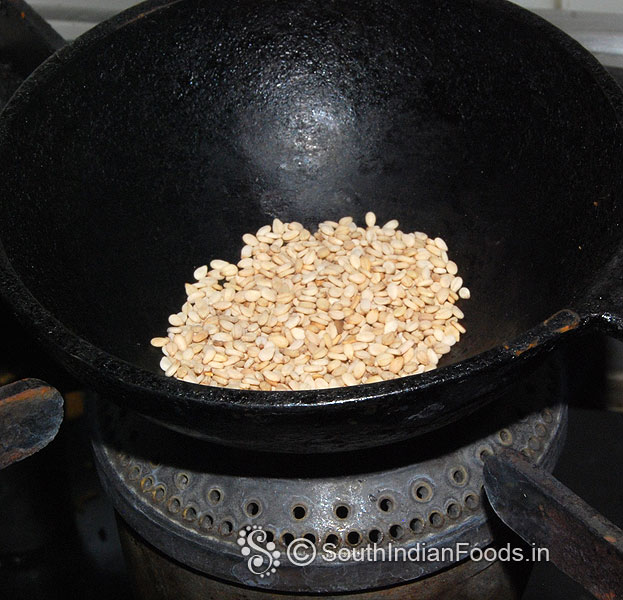 Dry roast sesame seeds