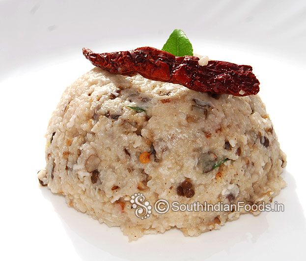 Kodo millet black urad dal rice is rady serve hot with ellu thogayal