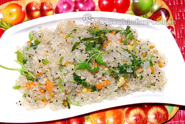 Vegetable sabudana upma is ready