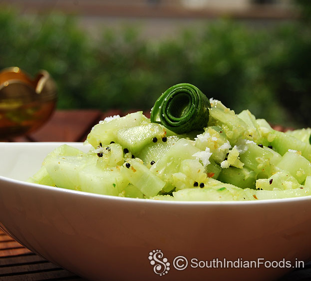 Healthy cucumber palya ready