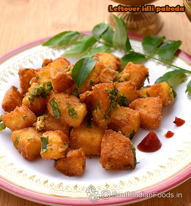 Leftover idli pakora ready, serve hot with tea or coffee