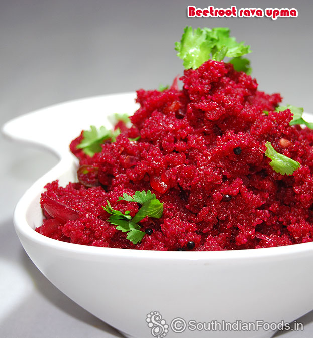 Healthy beetroot suji upma